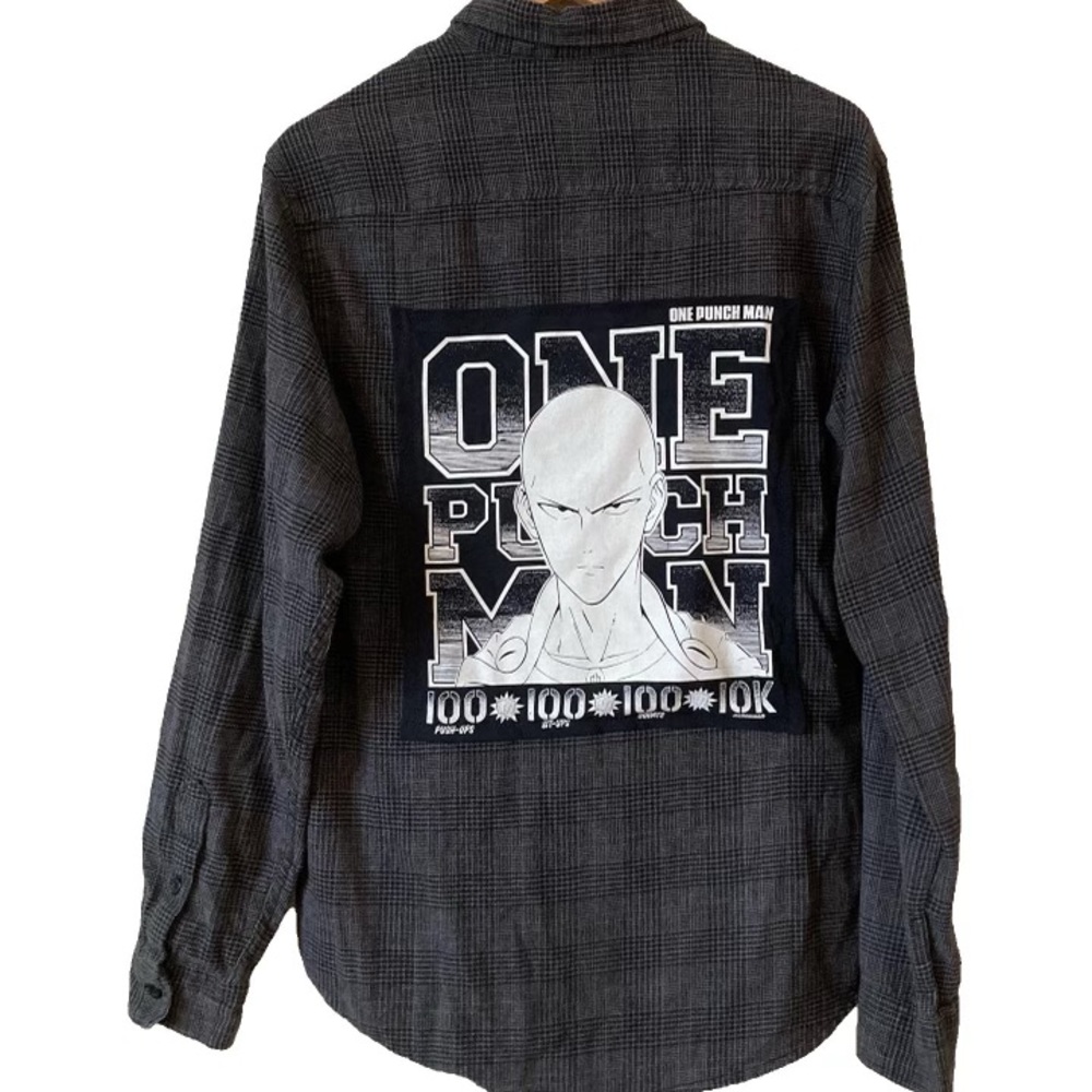 Upcycled One-Punch Man Anime Flannel